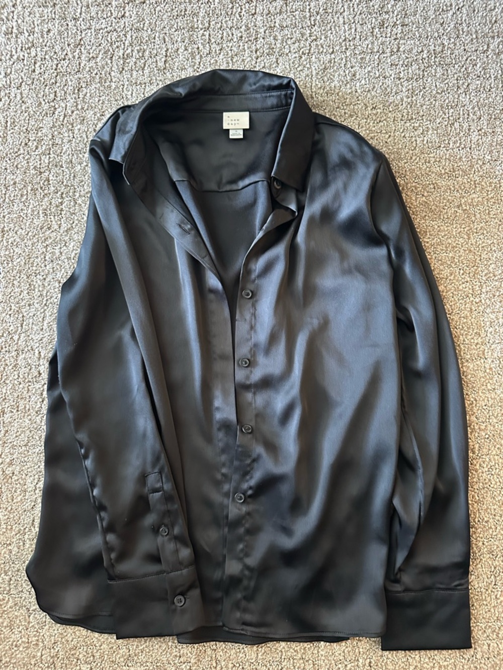 a new day Black Satin Shirt